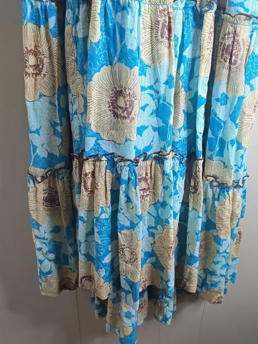 Free People Adriel Tie Strap Tiered Midi Dress Size Small